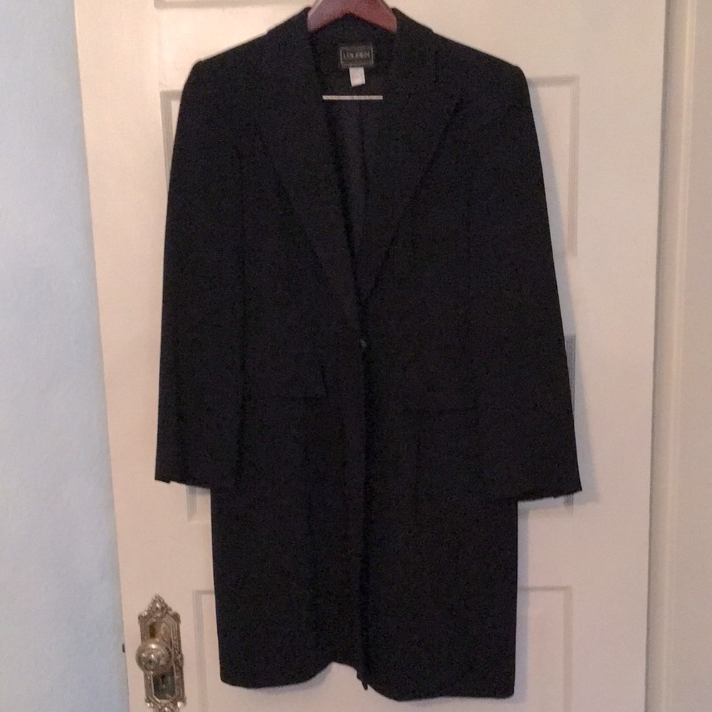 Louben wool crepe knee length blazer